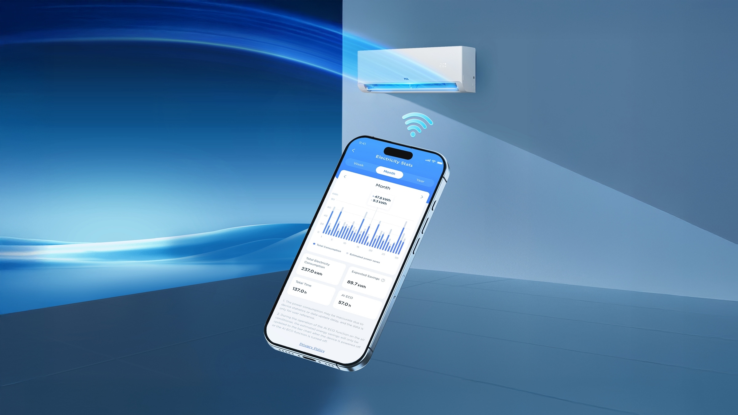 TCL SaveIN AI Series AC Real-time electricity usage data