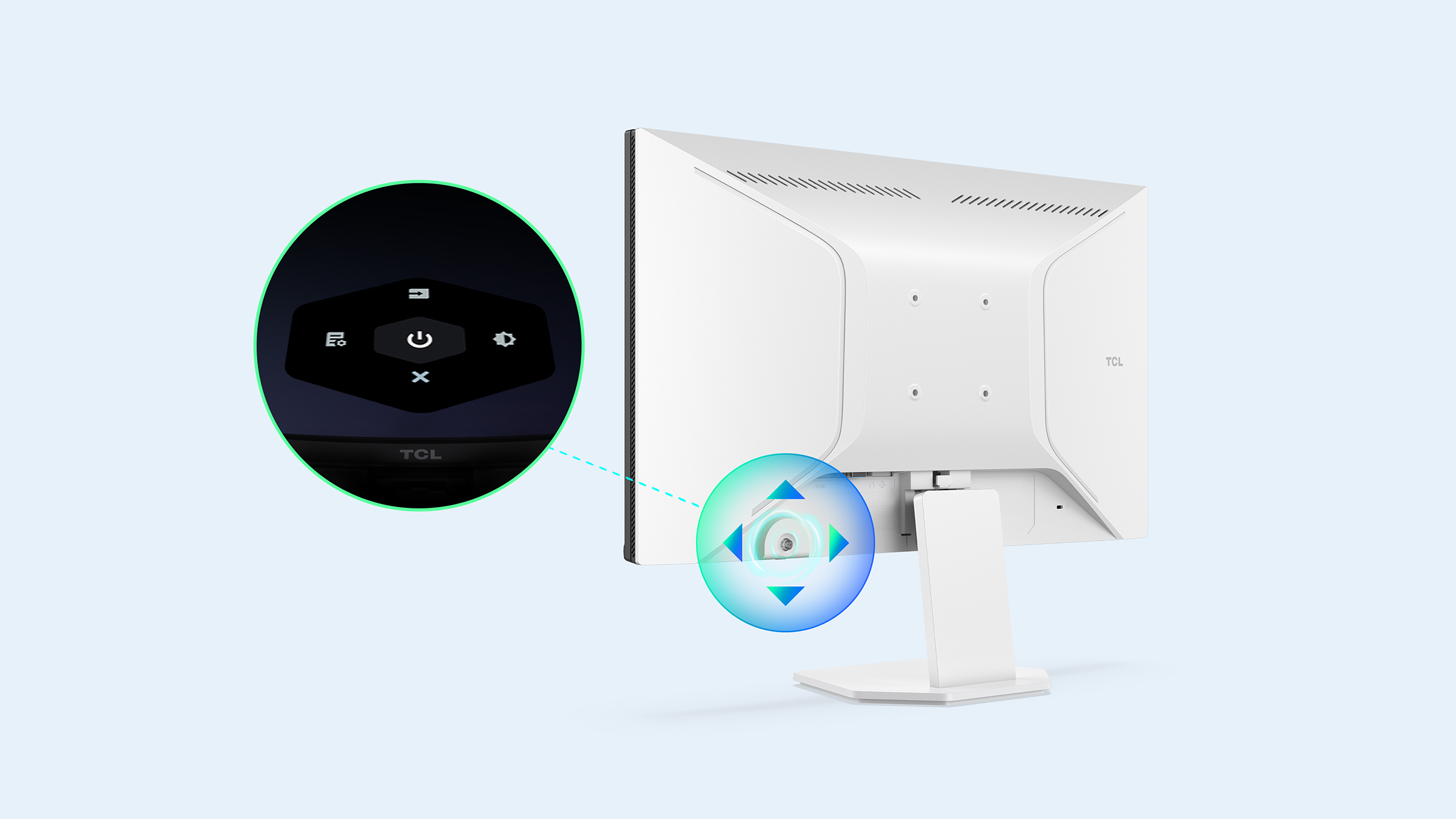Five-way joystick button מסך מחשב גיימינג 24G54 Mini LED Monitor&nbsp;מבית TCL