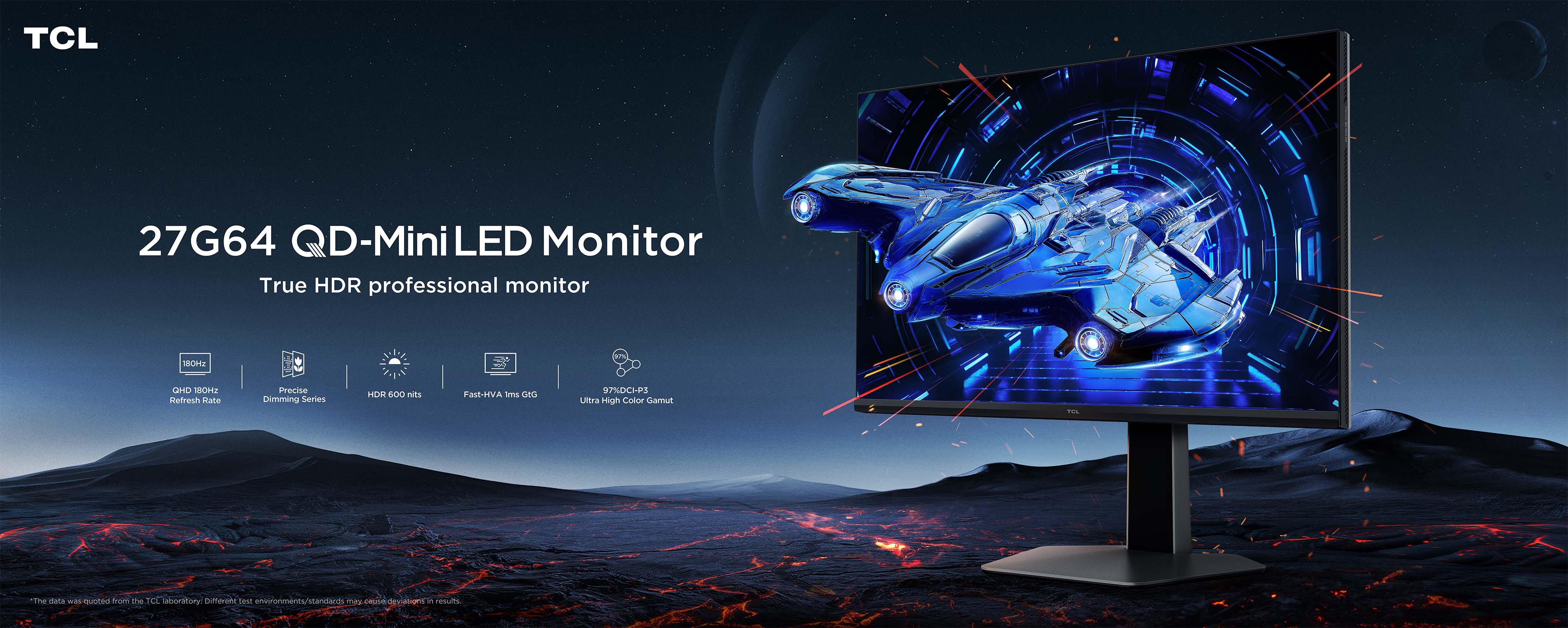 TCL 27G64 量子ドットMini LED WQHDゲーミングモニター Monitors-TCL 27G64 QD-MiniLED Monitor | TCL Japan TCL 27G64