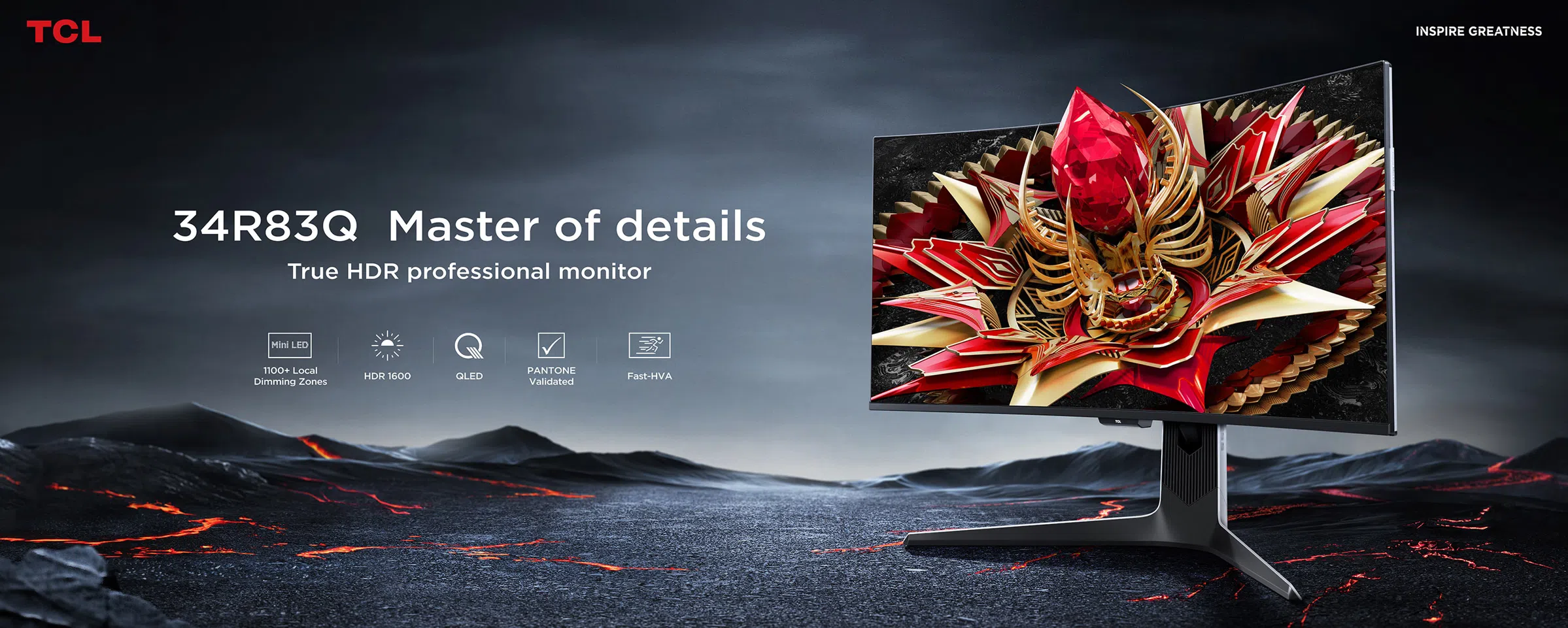 מסך מחשב גיימינג 34 Mini Led 34R83Q מבית TCL - TCL 34R83Q HDR Professional Monitor