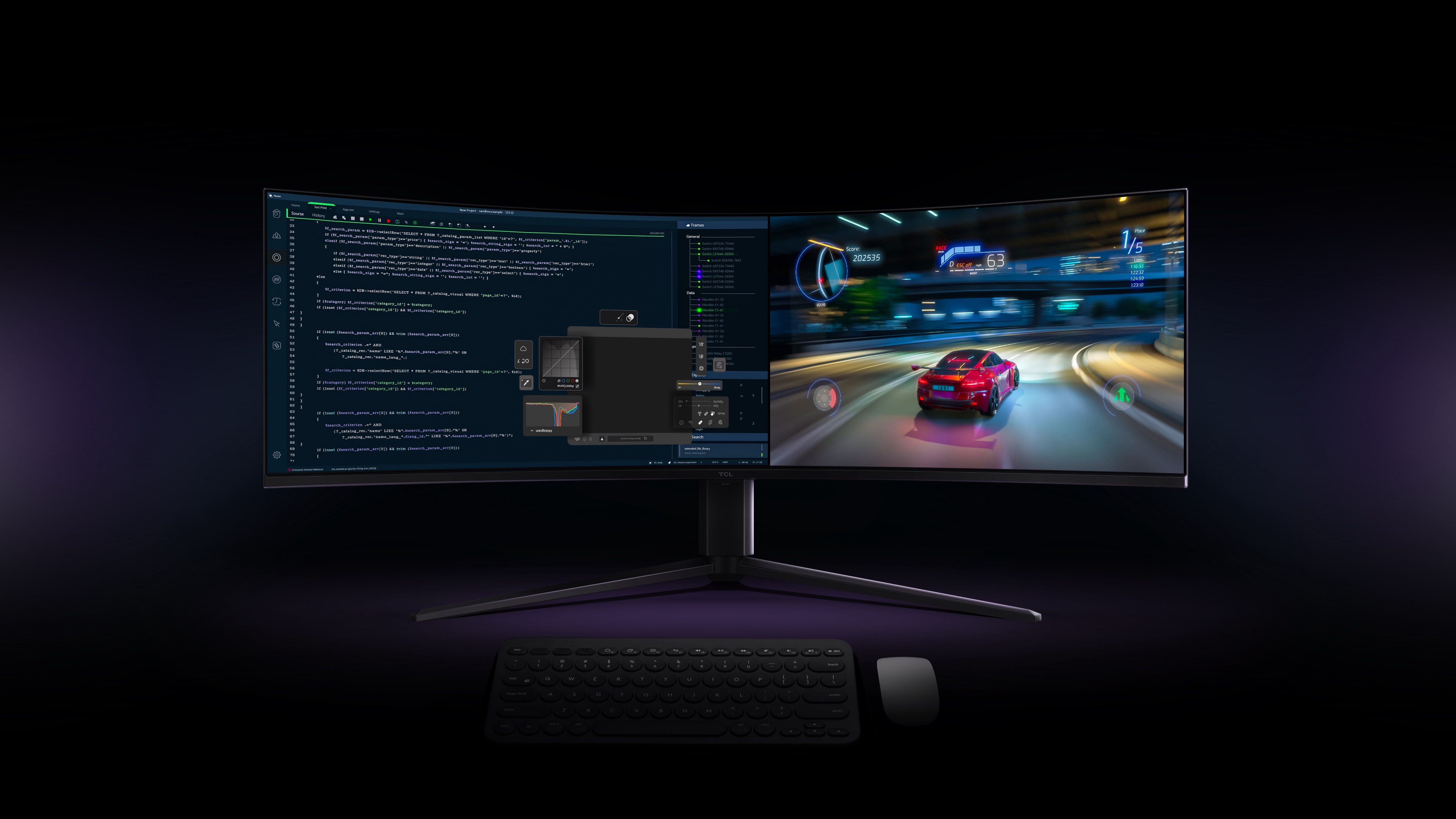 TCL 57R94 Monitor multiple tasks