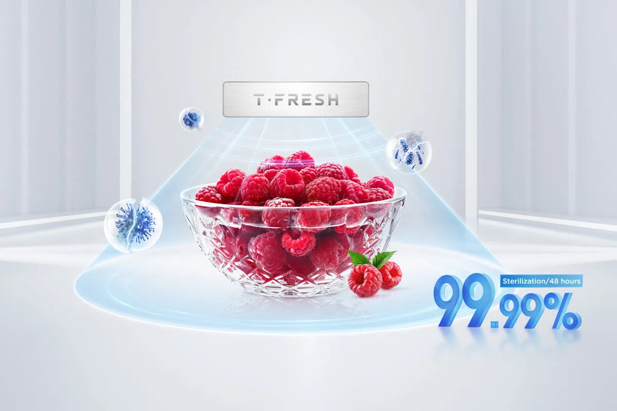 Refrigerador TCL C387BF: Conserva los alimentos frescos por más tiempo.