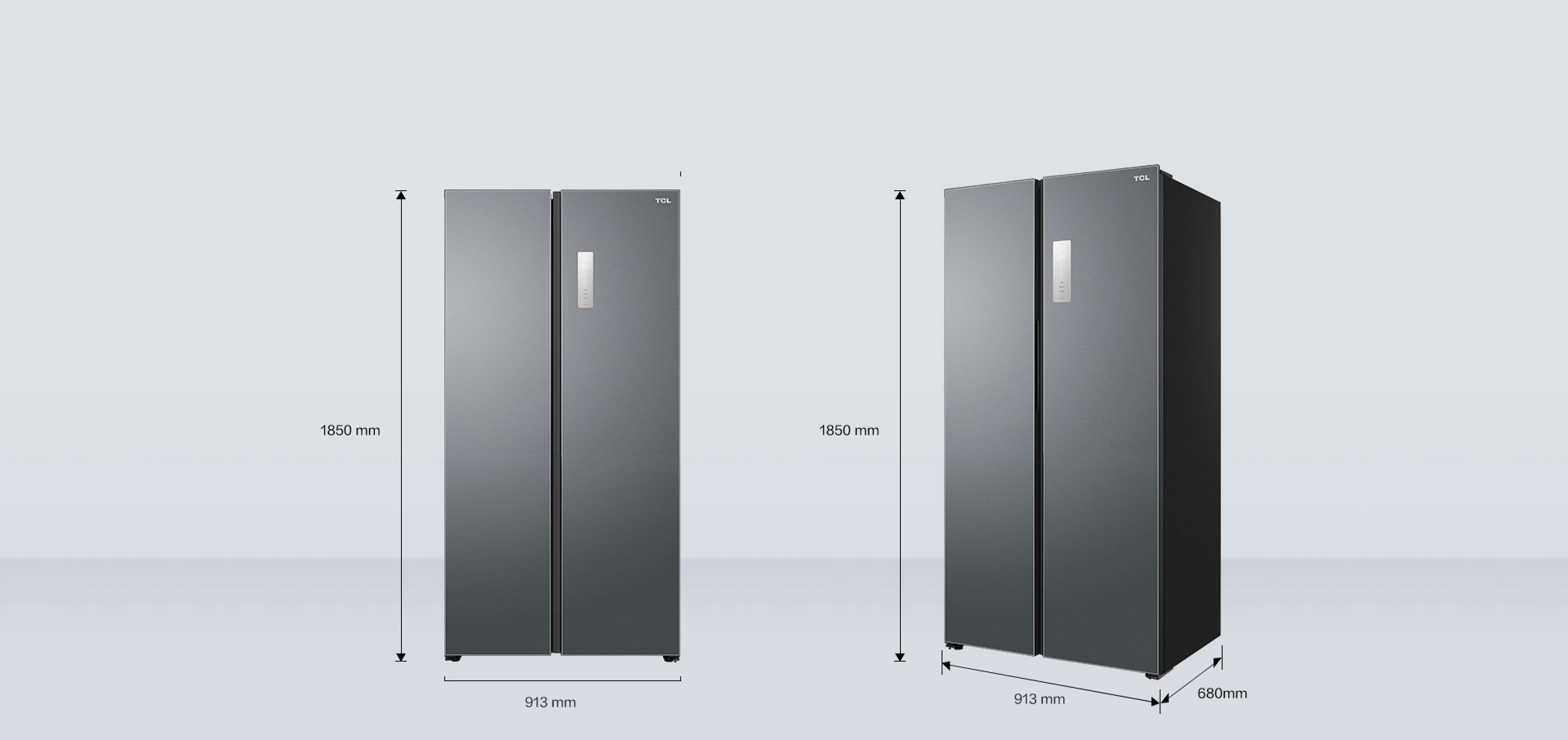 dimensions display of TCL C620SB Refrigerator