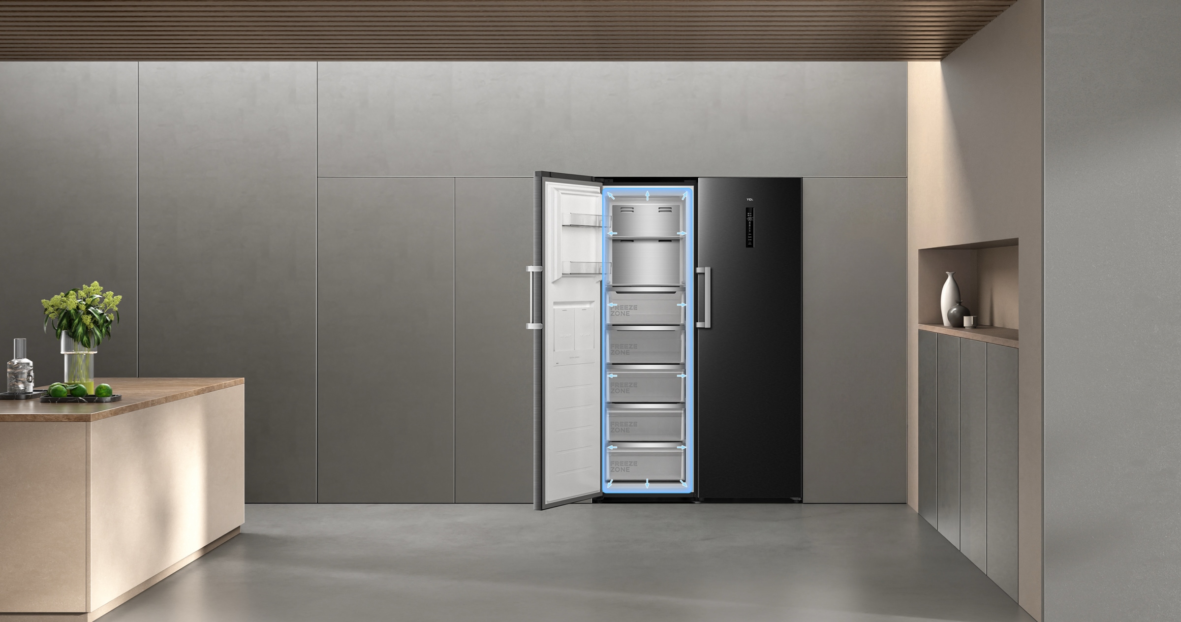 TCL C387BF Refrigerator Foldable and Reversible Glass Shelf