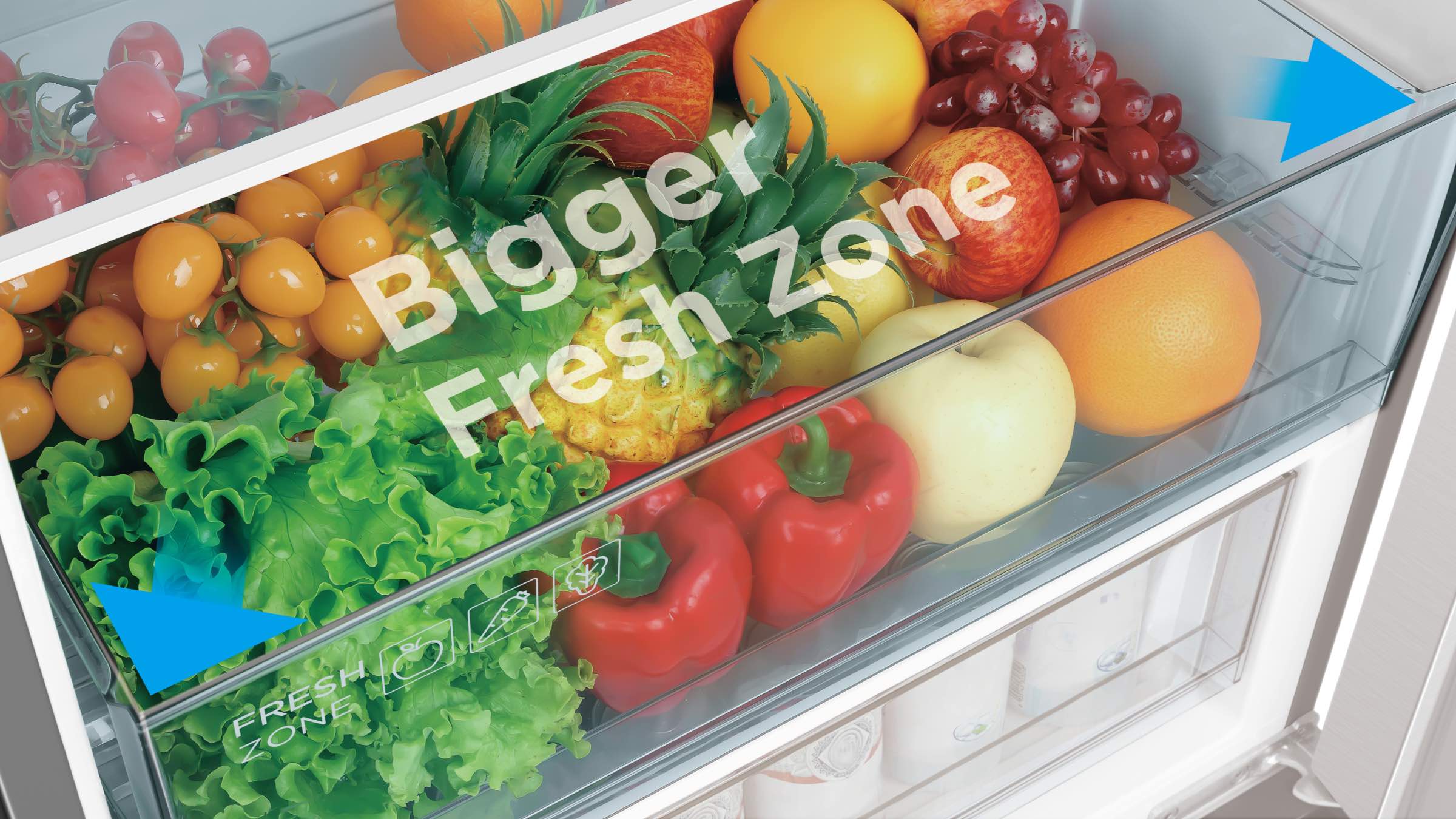 TCL P409BF Refrigerator Enlarged Fresh Drawers