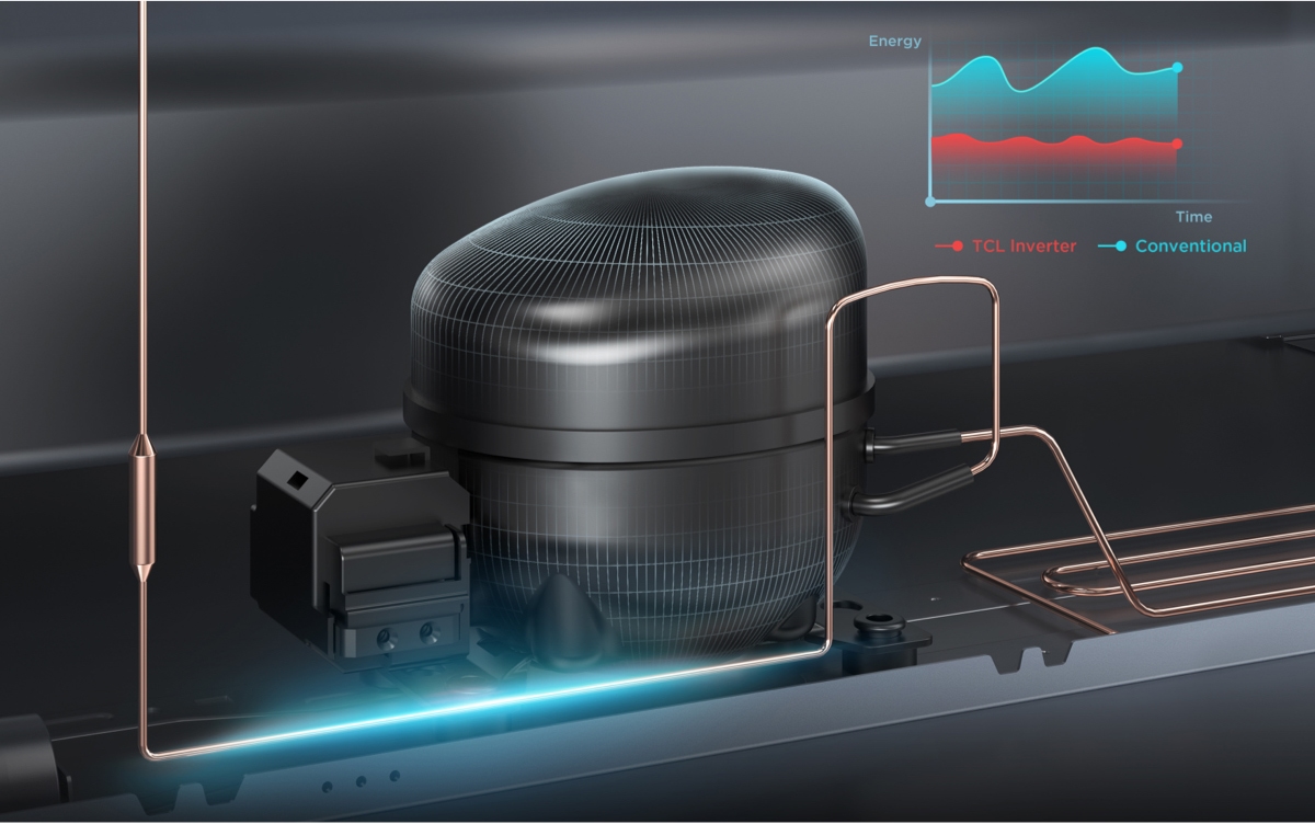 TCL Bottom Mount Refrigerator P417BF Eco Inverter