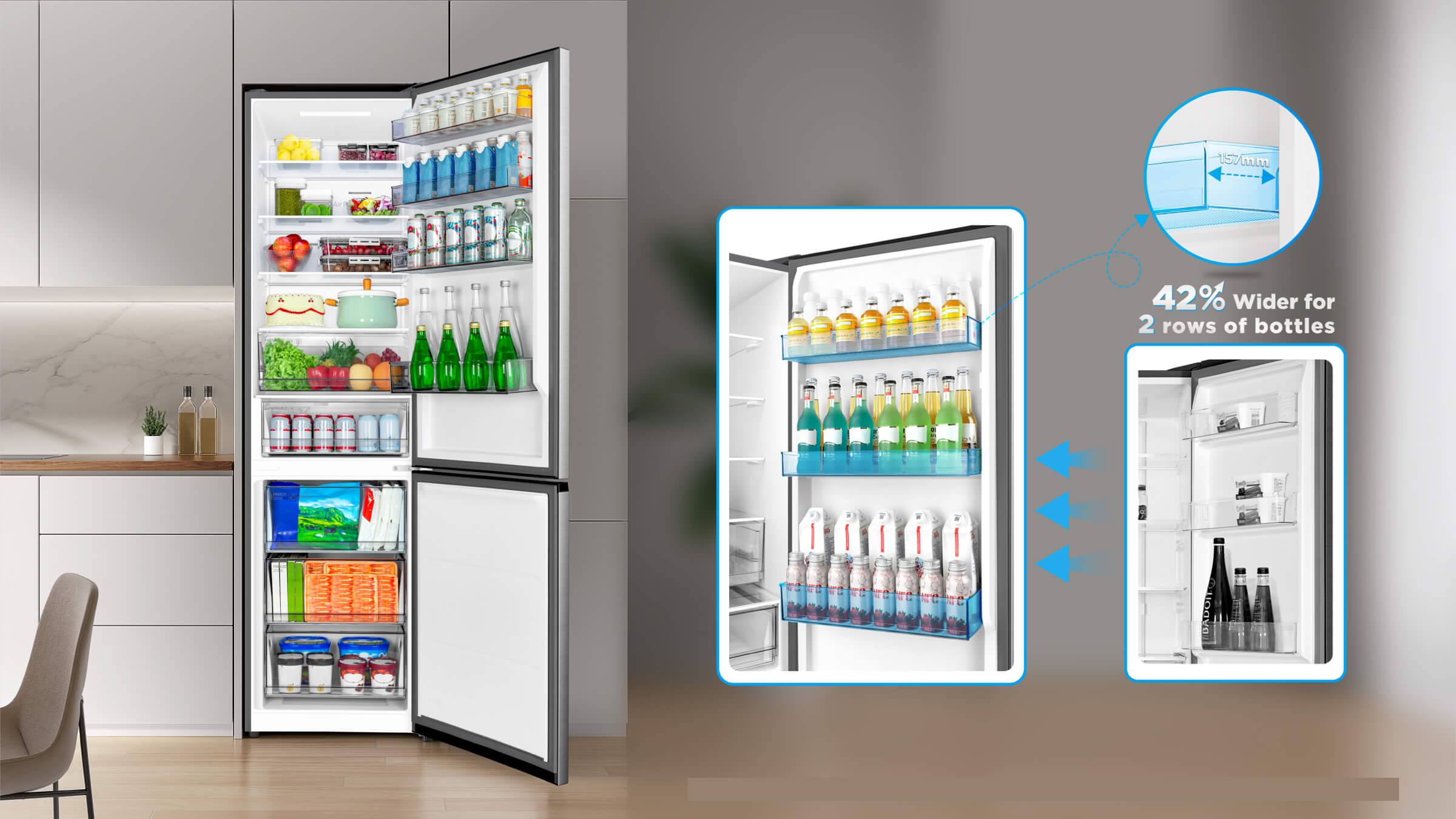 TCL Refrigerator XL Bottle Space