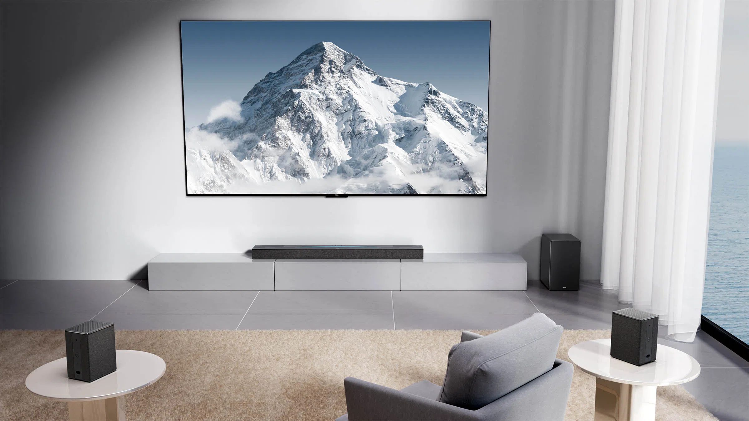 Vision Plus VP2111SB 2.1 CH 240 WATTS SoundbarVision Plus VP2111SB 2.1 TCL Q85H Soundbar Scene diagram