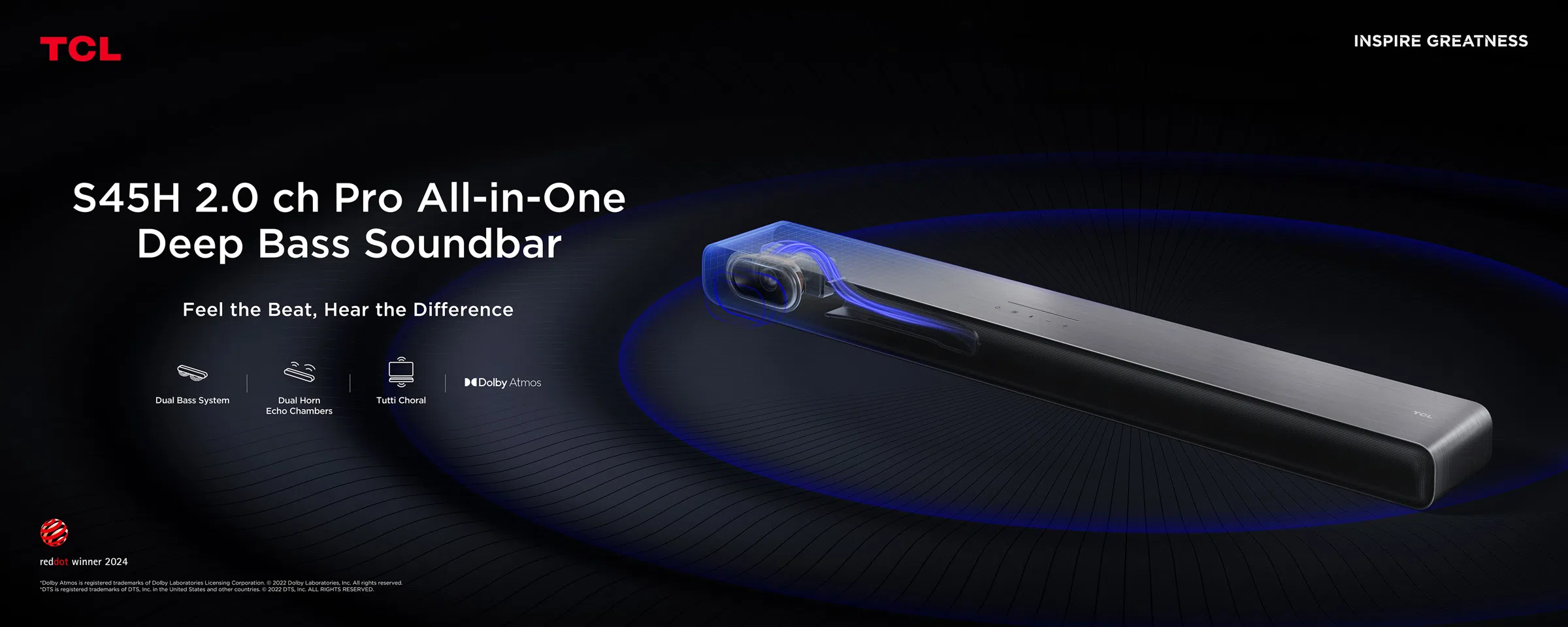 TCL S45H 2.0ch Pro Deep Bass Soundbar