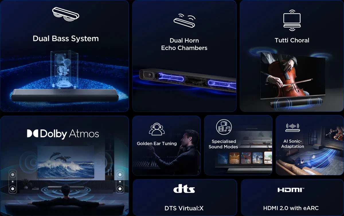 one page 02 TCL 100 Watts All-In-One Soundbar (S45H) TCL S45H 2.0ch Pro Deep Bass Soundbar Feature