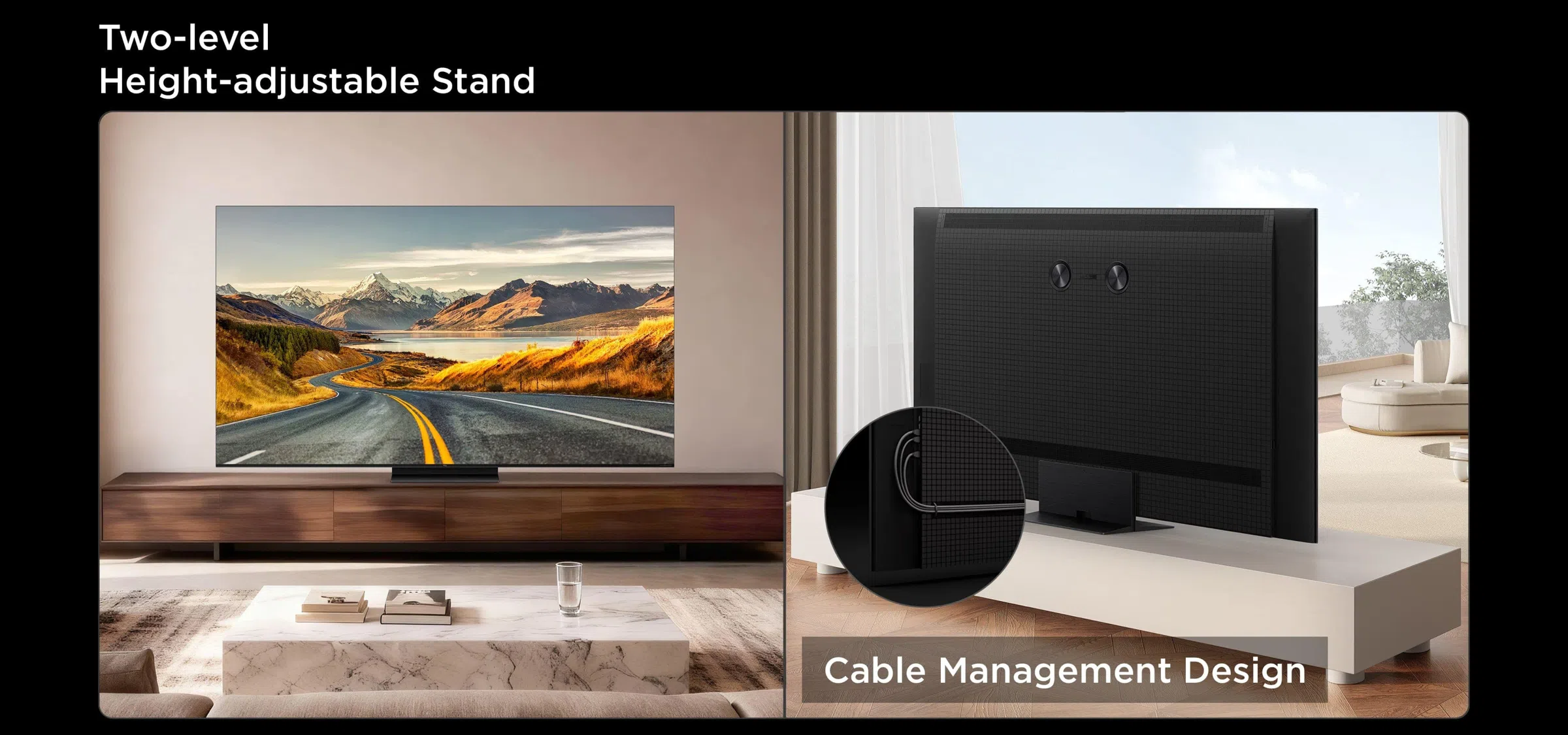 Support réglable en hauteur à deux niveaux pour téléviseur TCL C7L