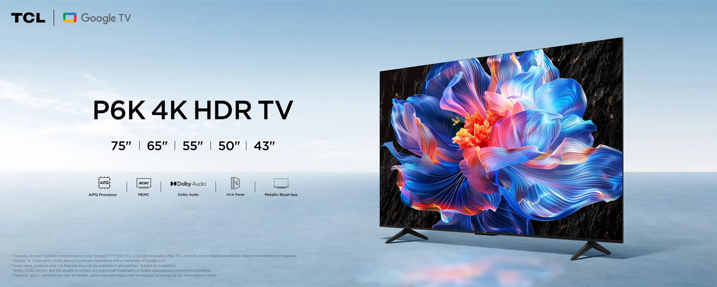 Televisor TCL P6K 4K HDR de 55/65/75 pulgadas