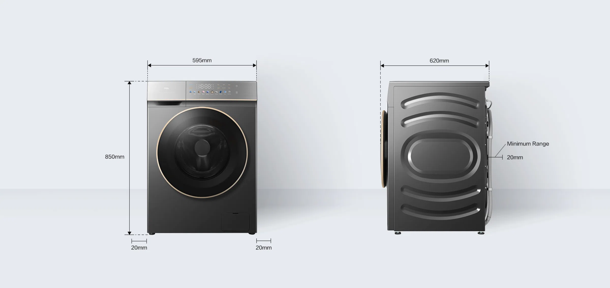 TCL C7110WDG 10kg/7kg DD Inverter Washer & Dryer Combo 46 TCL C7110WD-10kg Front Loading Washer and Dryer Dimensions