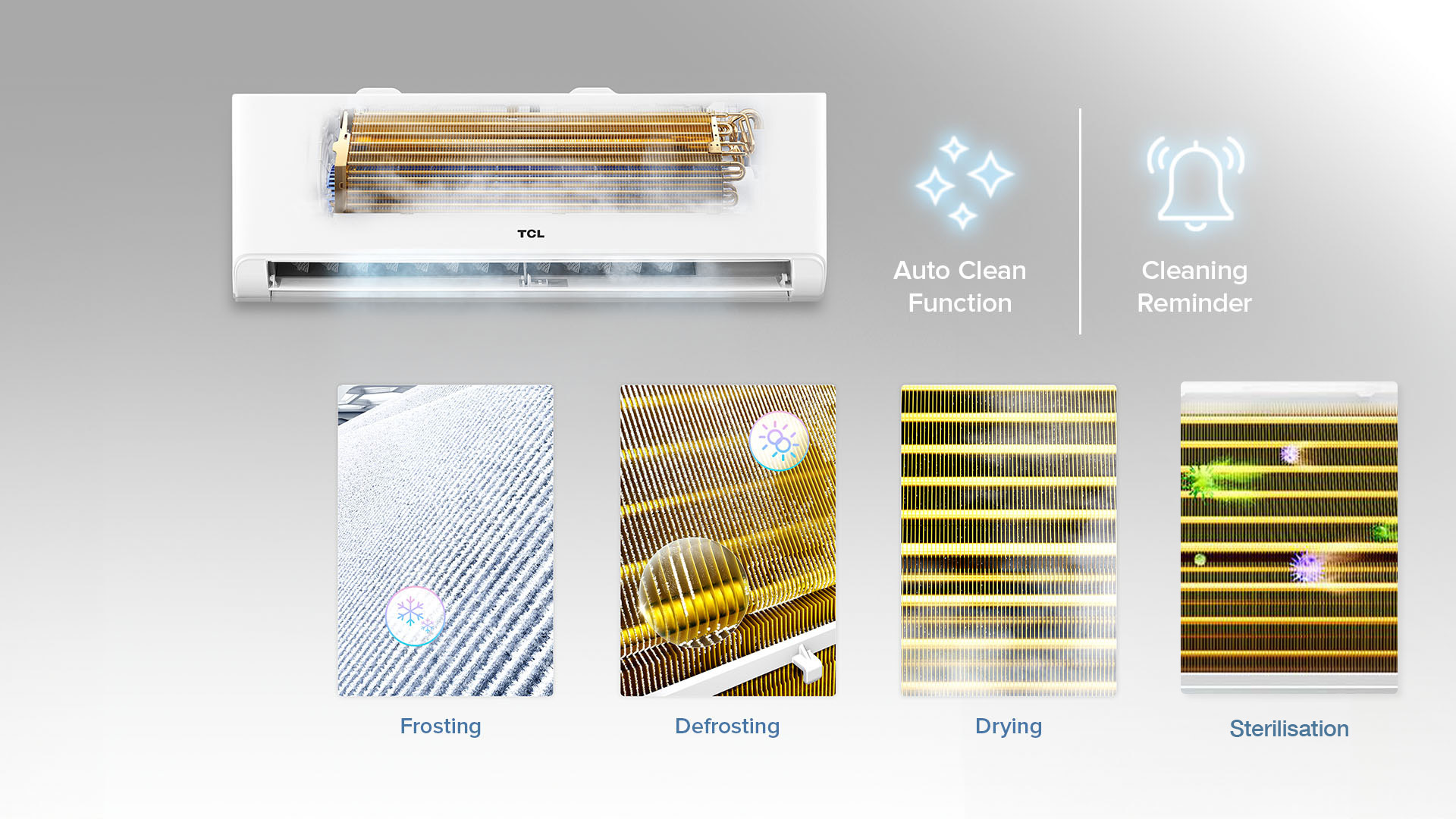 Auto clean for easy maintenance with TCL Australia air conditioners