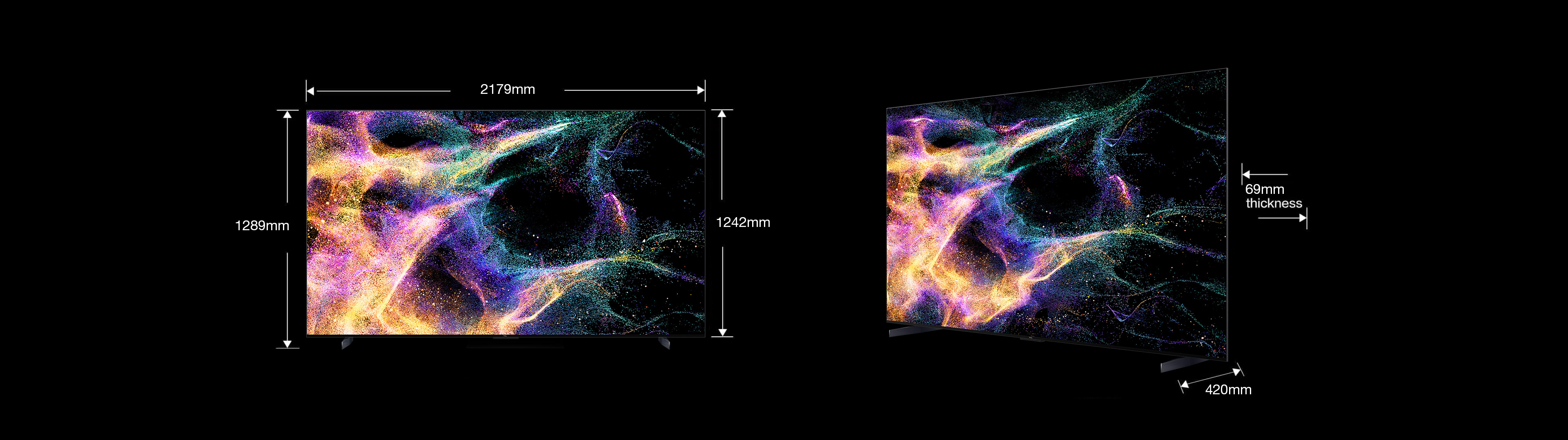 Screen Size for TCL C845 Mini LED 4K Google TV