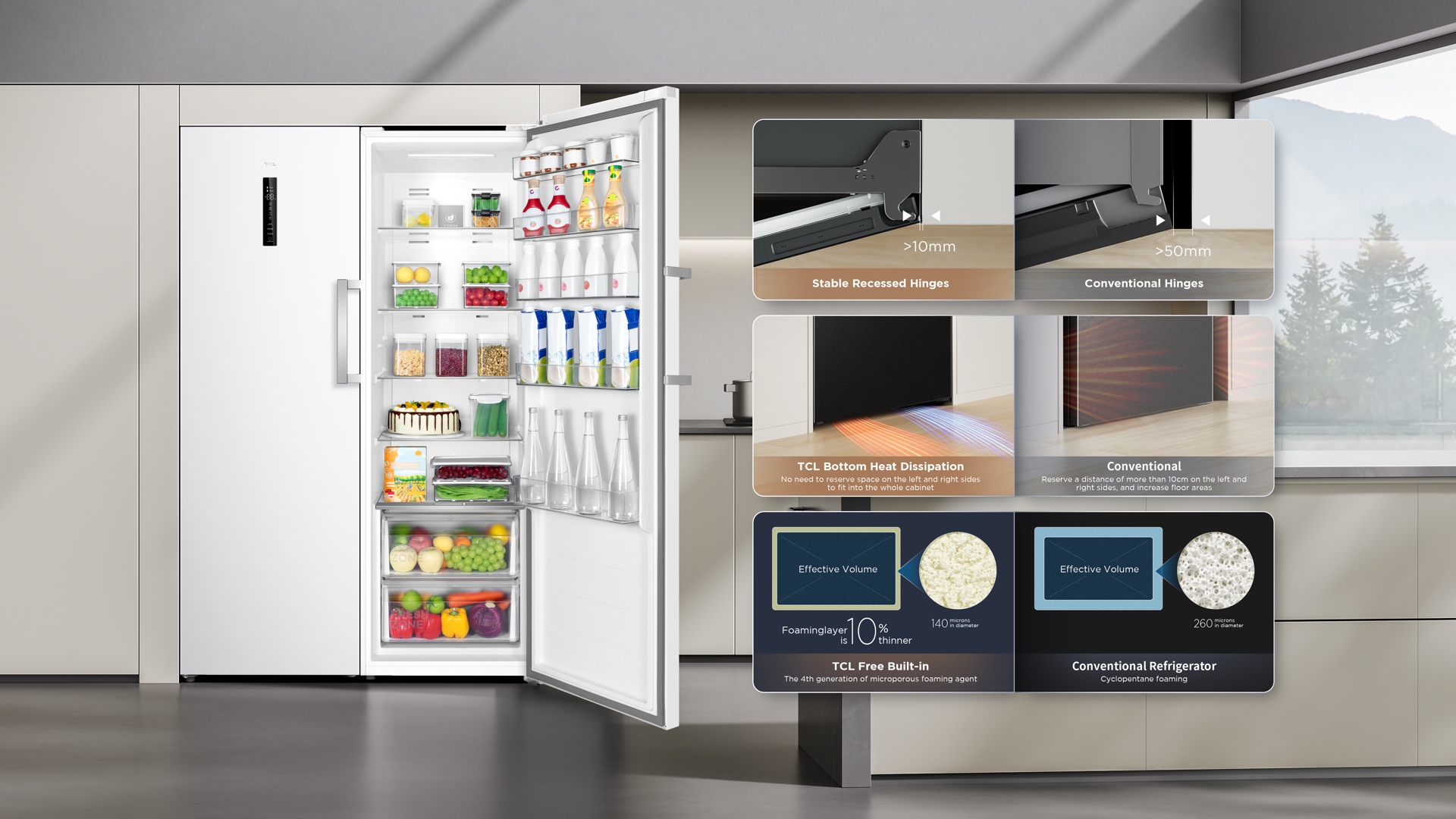 TCL  refrigerator adapts to any kitchen decoration