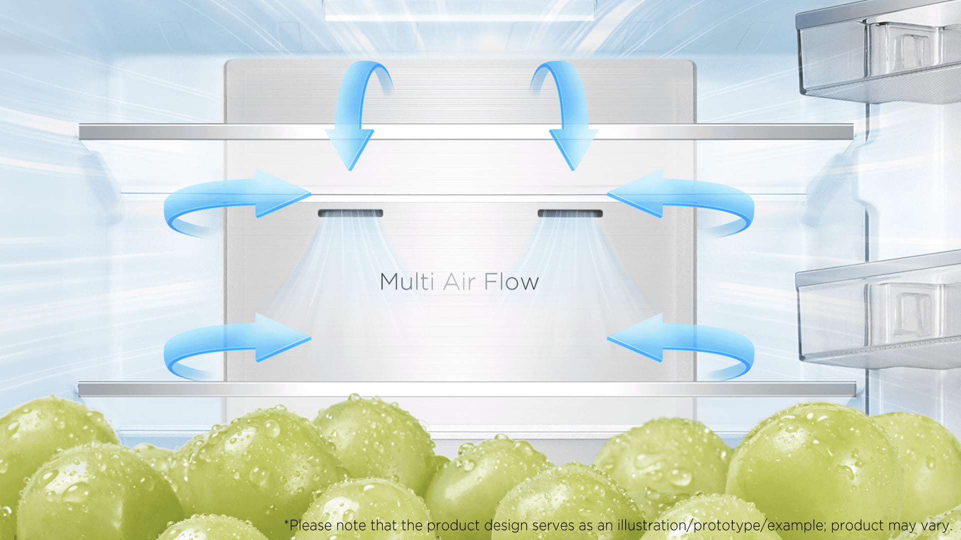 Multi air flow for optimal food preservation
