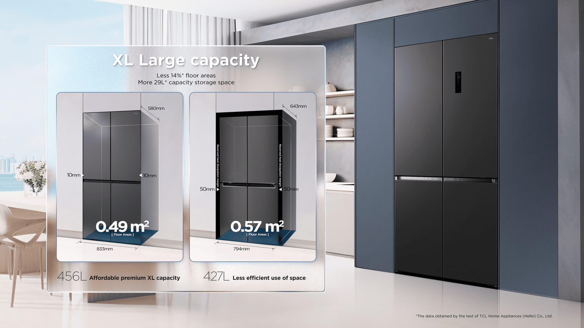TCL rc456se0 refrigerator is with a bigger space