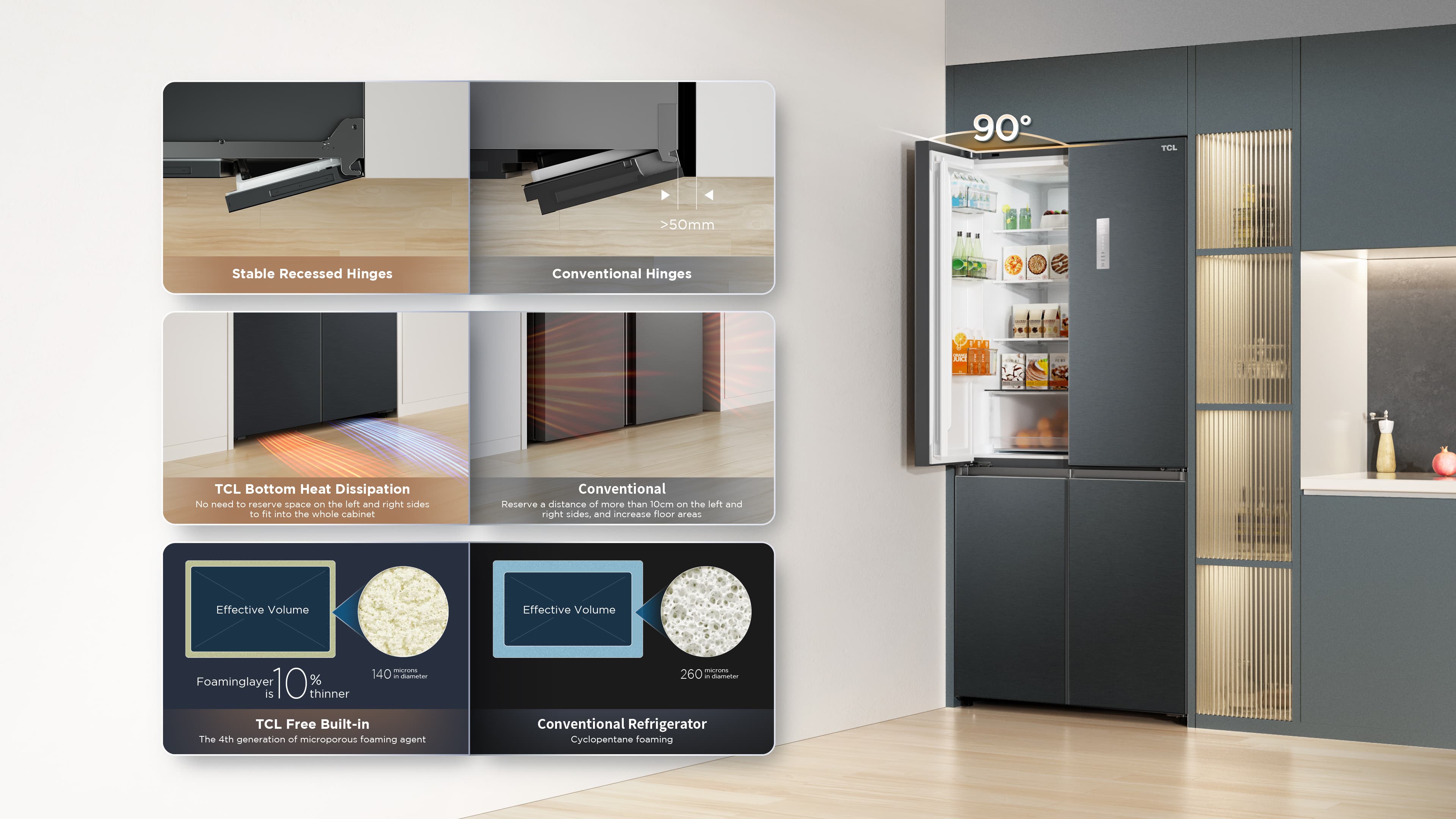 TCL RC521CXE0 Refrigerator Easy Take-out Against the Wall