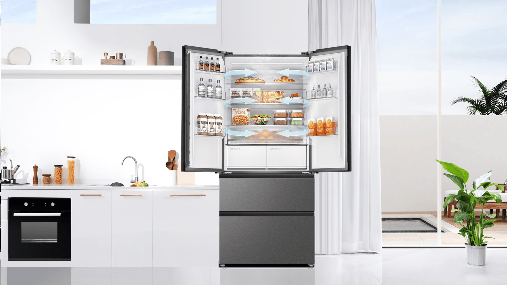 Multi air flow for optimal food preservation