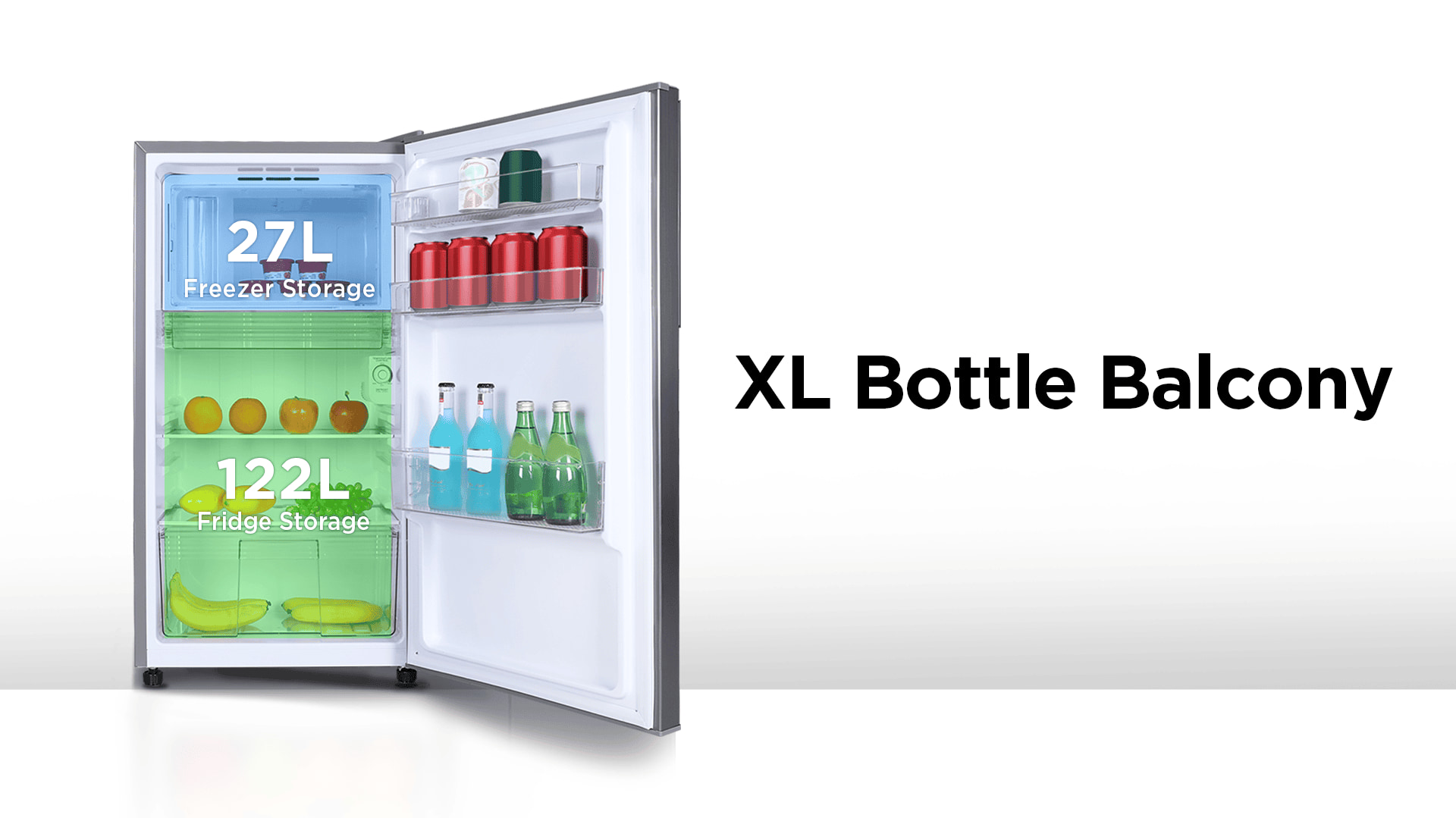 TCL RF149DLE0 Refrigerator has large-capacity  door bottle