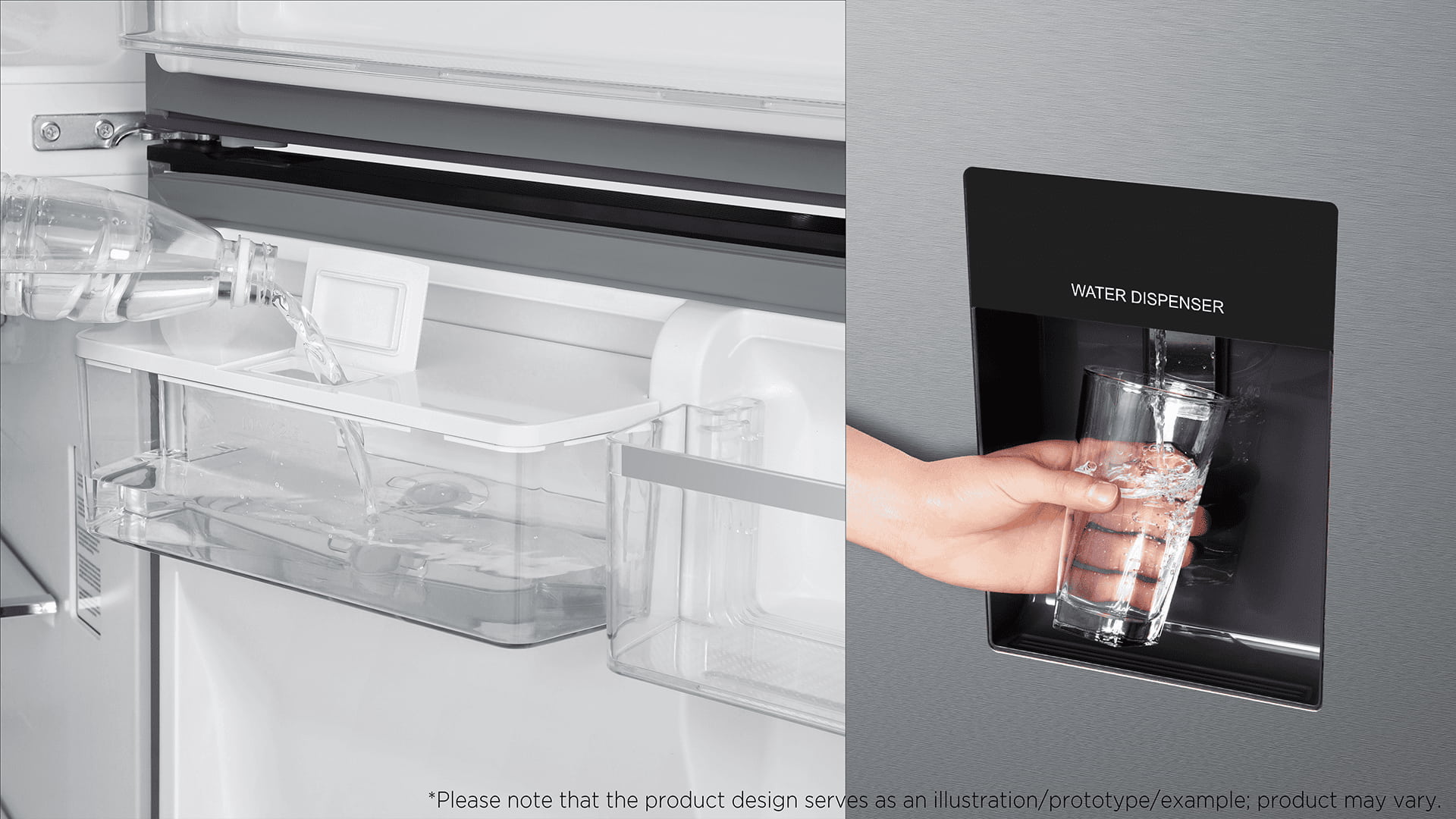 Fresh water reserve available without opening the door