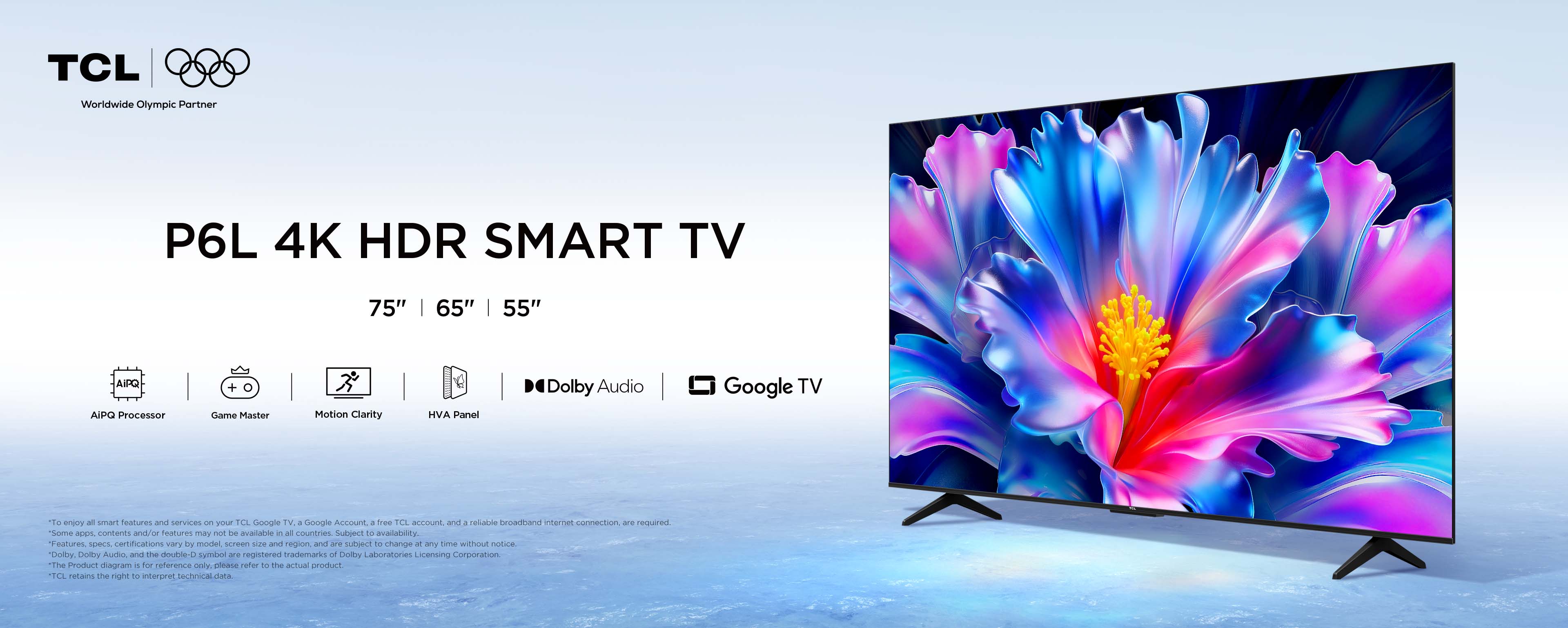 TCL P6L 55"-75" 4K HDR Smart TV