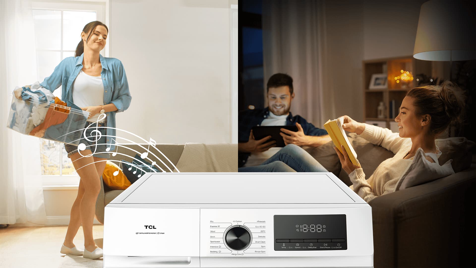 TCL FF1224WA0 washing machine with silent button