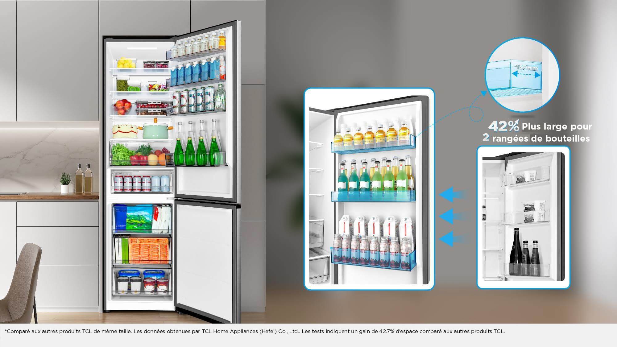 The large-capacity door bottle frame can store frequently consumed beverages