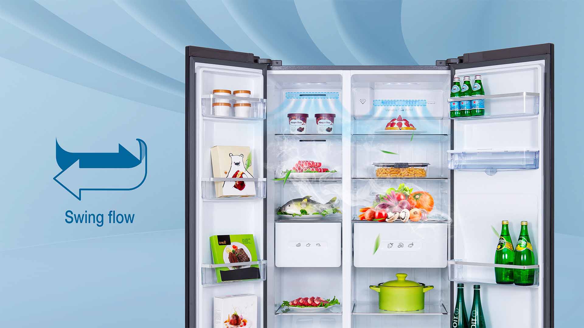 Swing Flow: Enhanced cooling system to keep food fresher and longer