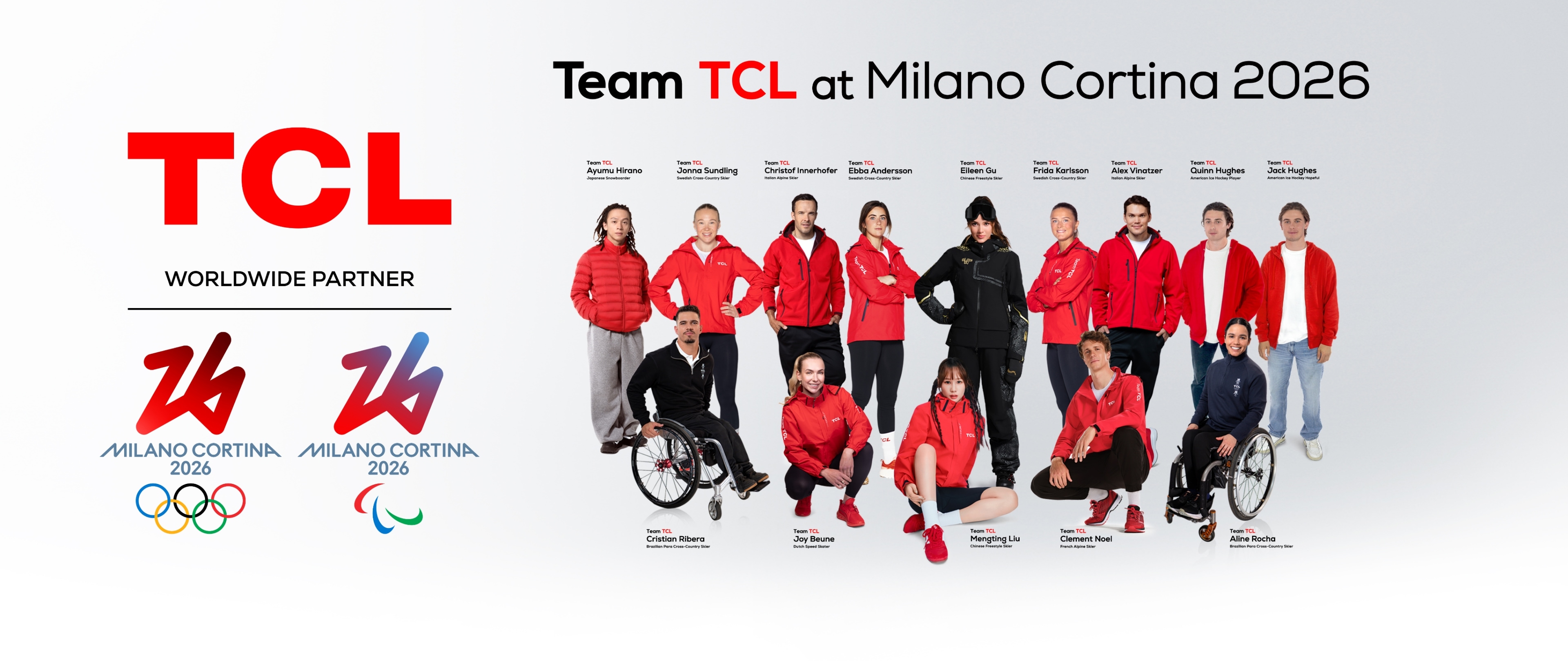 Team TCL athletes at Milano Cortina 2026 Group Portrait