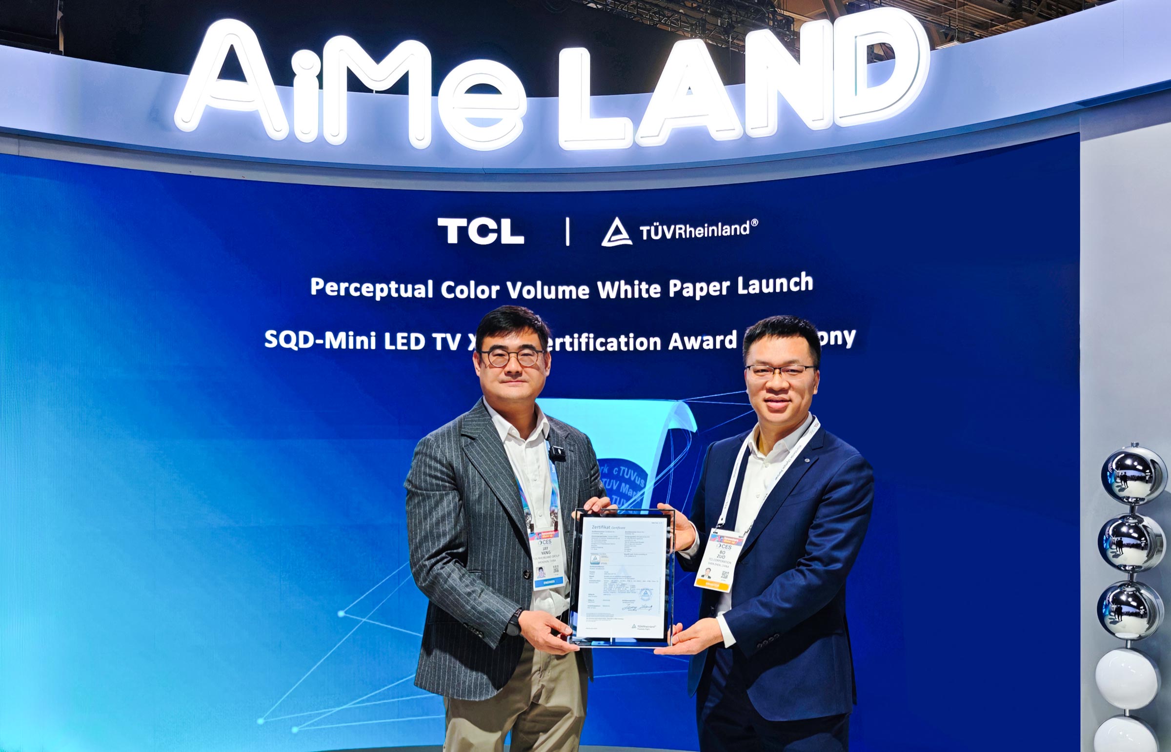 TCL SQD-Mini LED TV is the World's First TV to earn the top TÜV Perceptual Color Volume rating